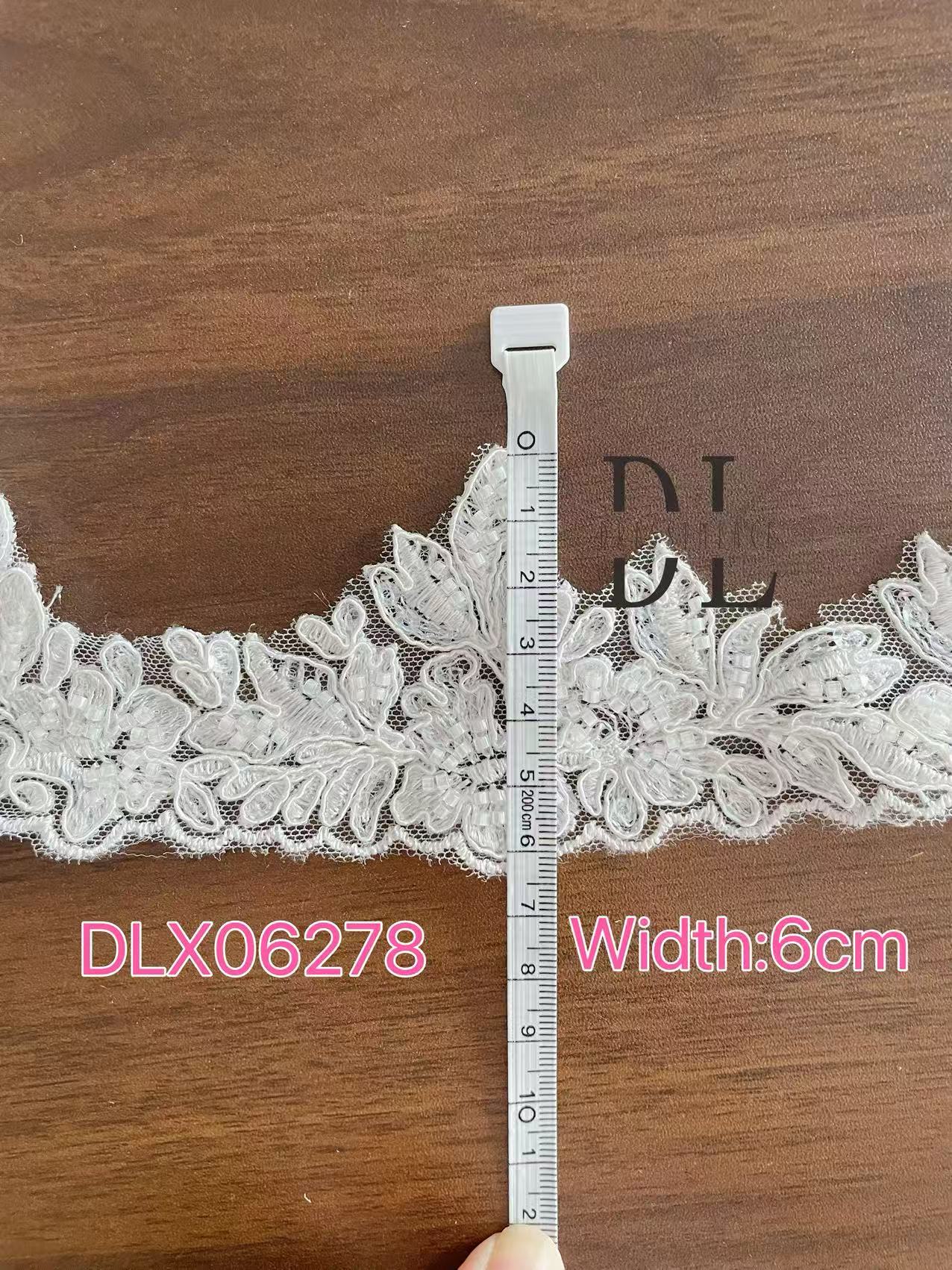 DLX15253 Patrón de hojas bordadas Tejido de encaje Bordes de ancho 15 cm Cuentas y lentejuelas para velos de novia