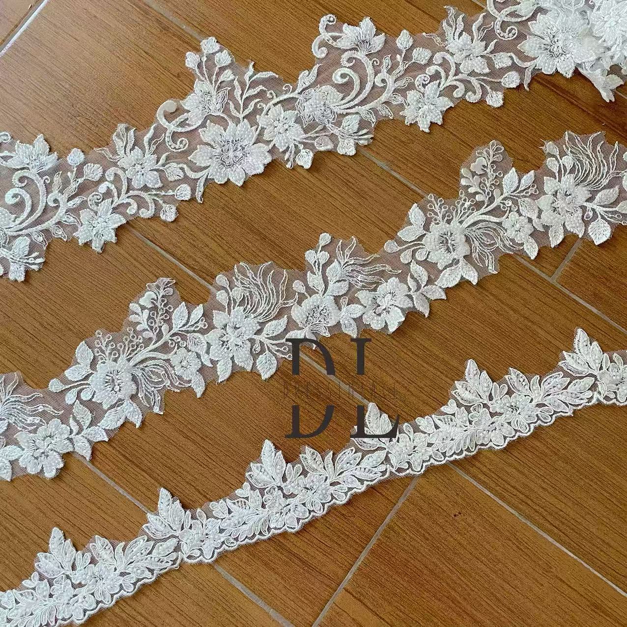 DLX06278 & DLX09279 & DLX12280 Beading Lace Border Accessories for fashion clothes, bridal dresses, bride veiles