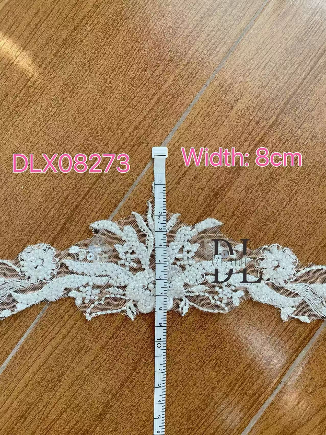 DLX15253 Patrón de hojas bordadas Tejido de encaje Bordes de ancho 15 cm Cuentas y lentejuelas para velos de novia
