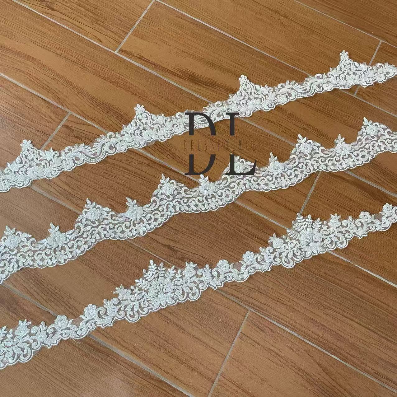 DLXX85272 & DLX09274 & DLX75281 Beading Lace Trims for fashion clothes, bridal dresses, wedding veils accessories