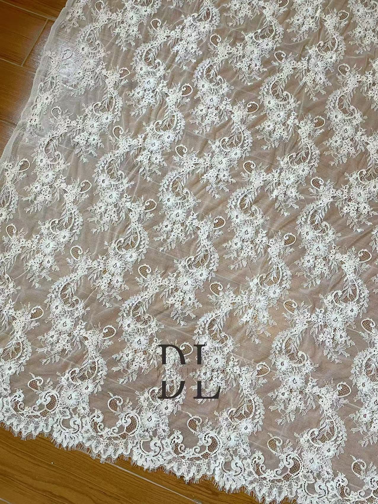 DL15100 Handmade cording Eyelash Chantilly Lace for bride gowns, wedding dress, boho dress, kids dresses, home textiles