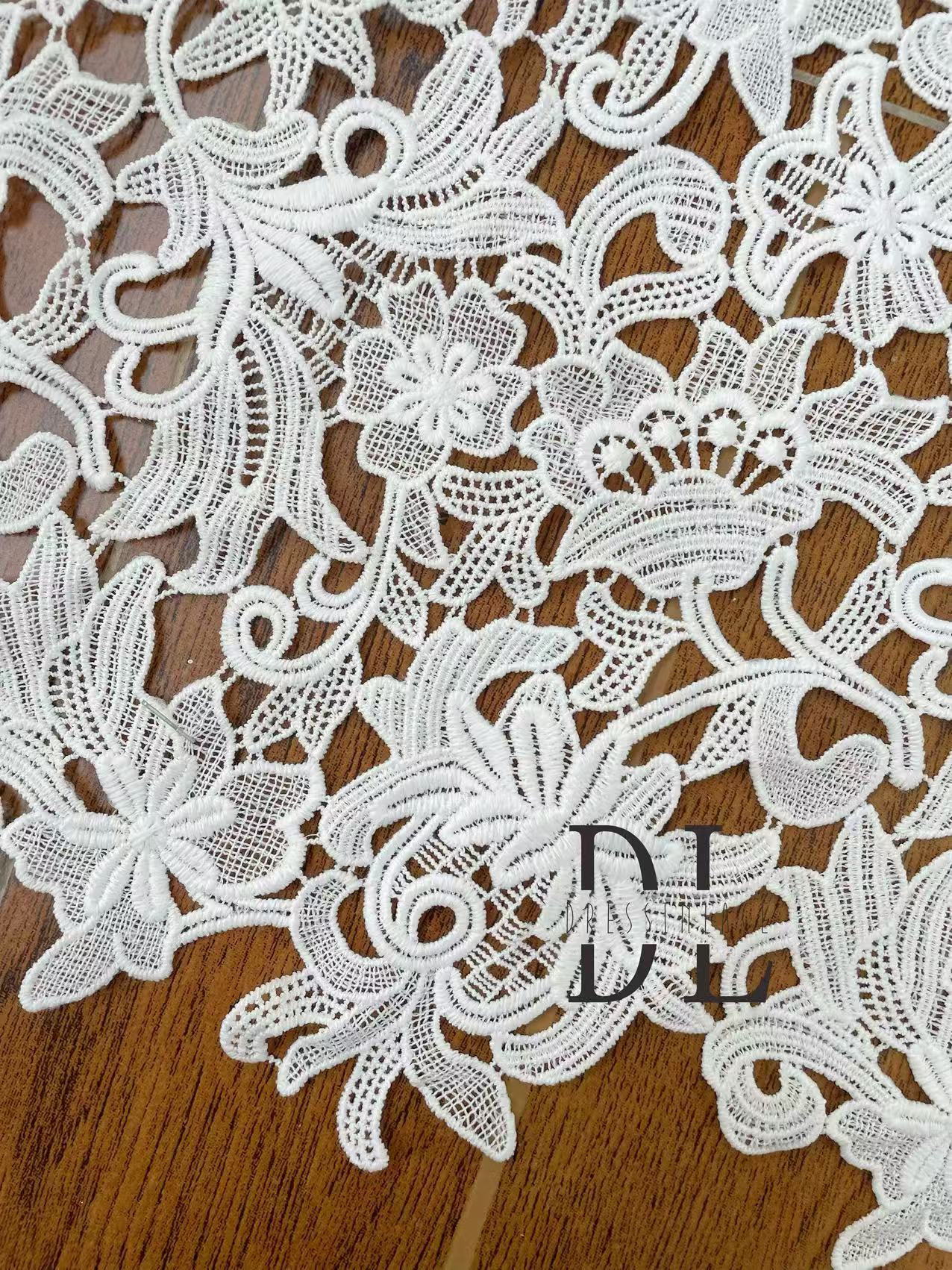 DLG120197 Elegant guipure Lace Fabrics, flowers pattern, For bridal wedding dresses, fashion clothes, kids dress