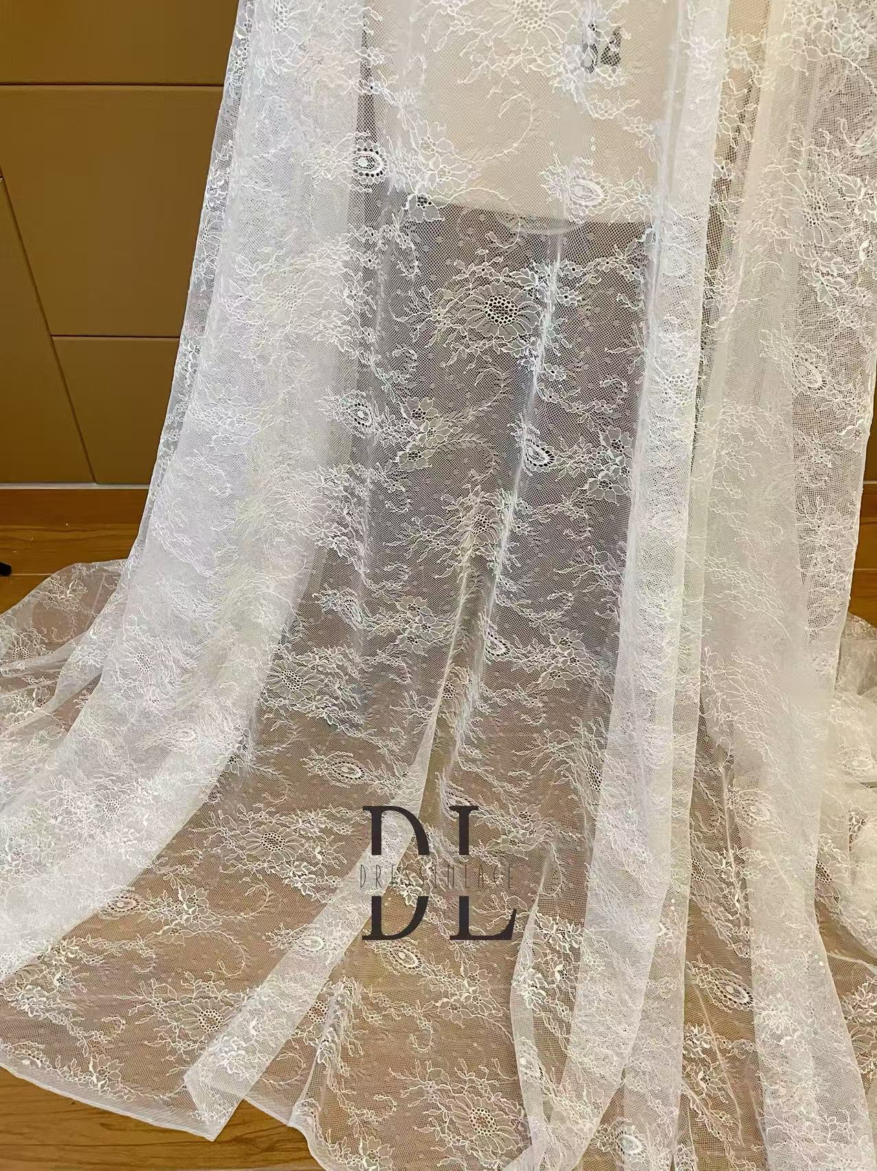 DL130261 High quality Bridal lace sequins lace fabrics for formal gowns, wedding dresses, DIY bride veils