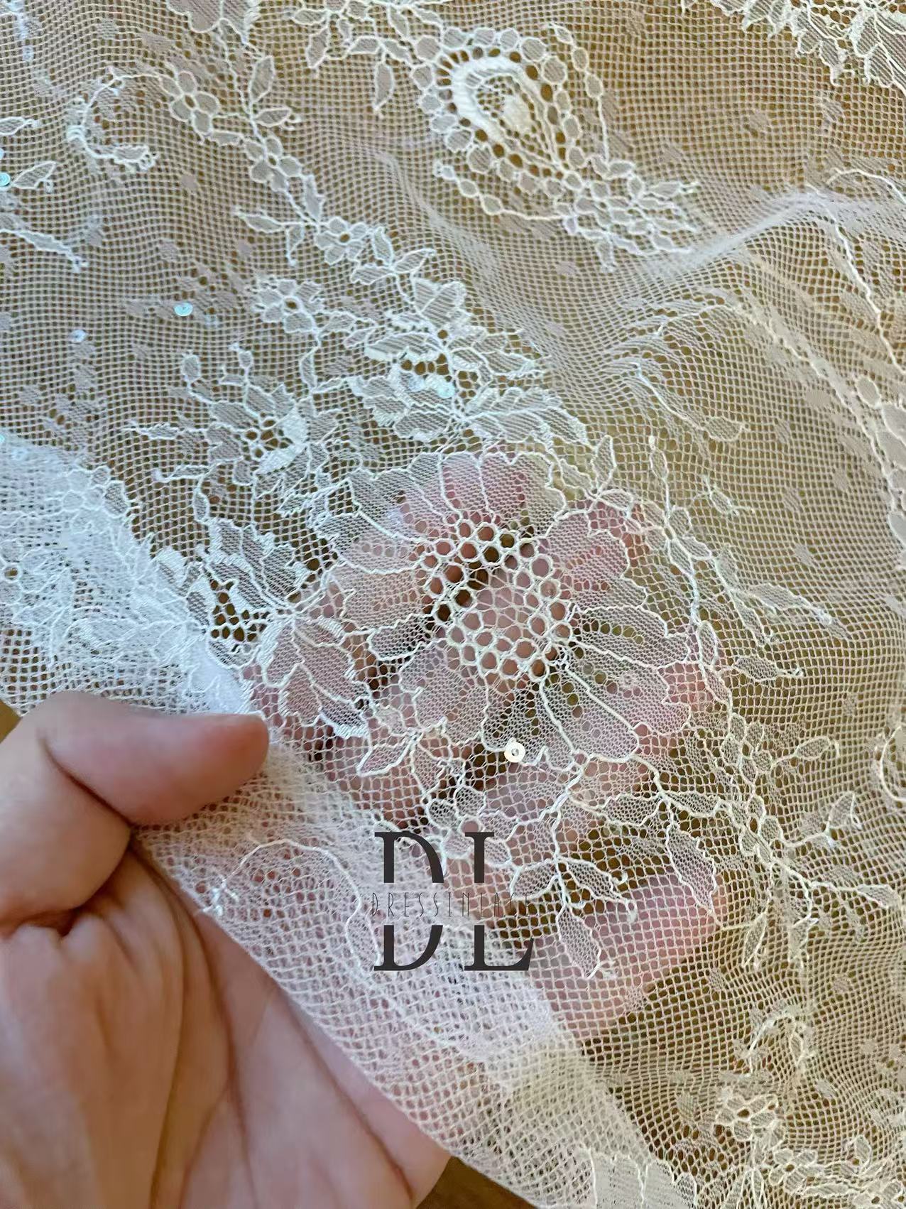 DL130261 High quality Bridal lace sequins lace fabrics for formal gowns, wedding dresses, DIY bride veils