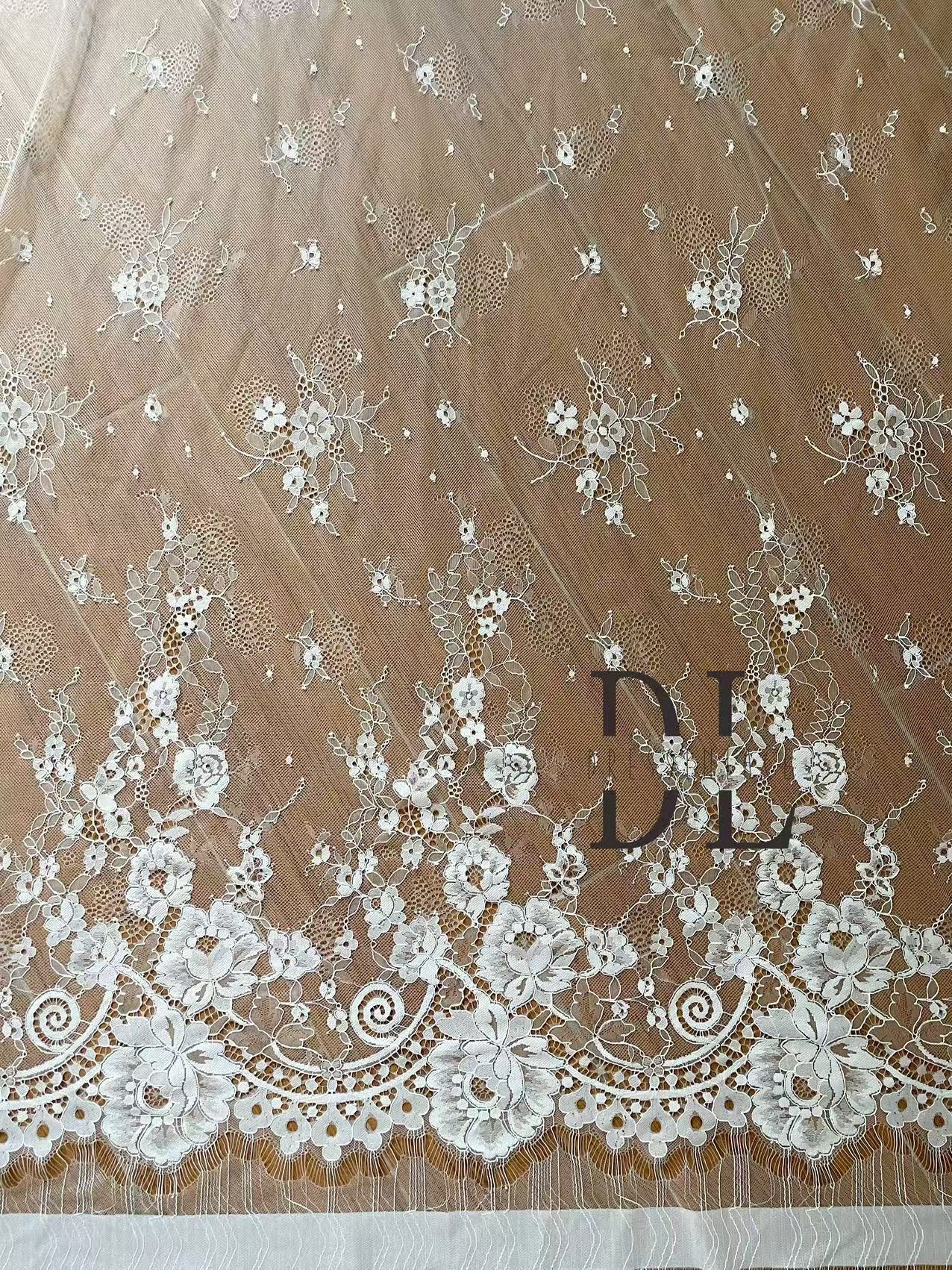 DL15142 Eyelash Chantilly Lace fabric for bride wedding dress, boho dress, kids dresses, home textiles