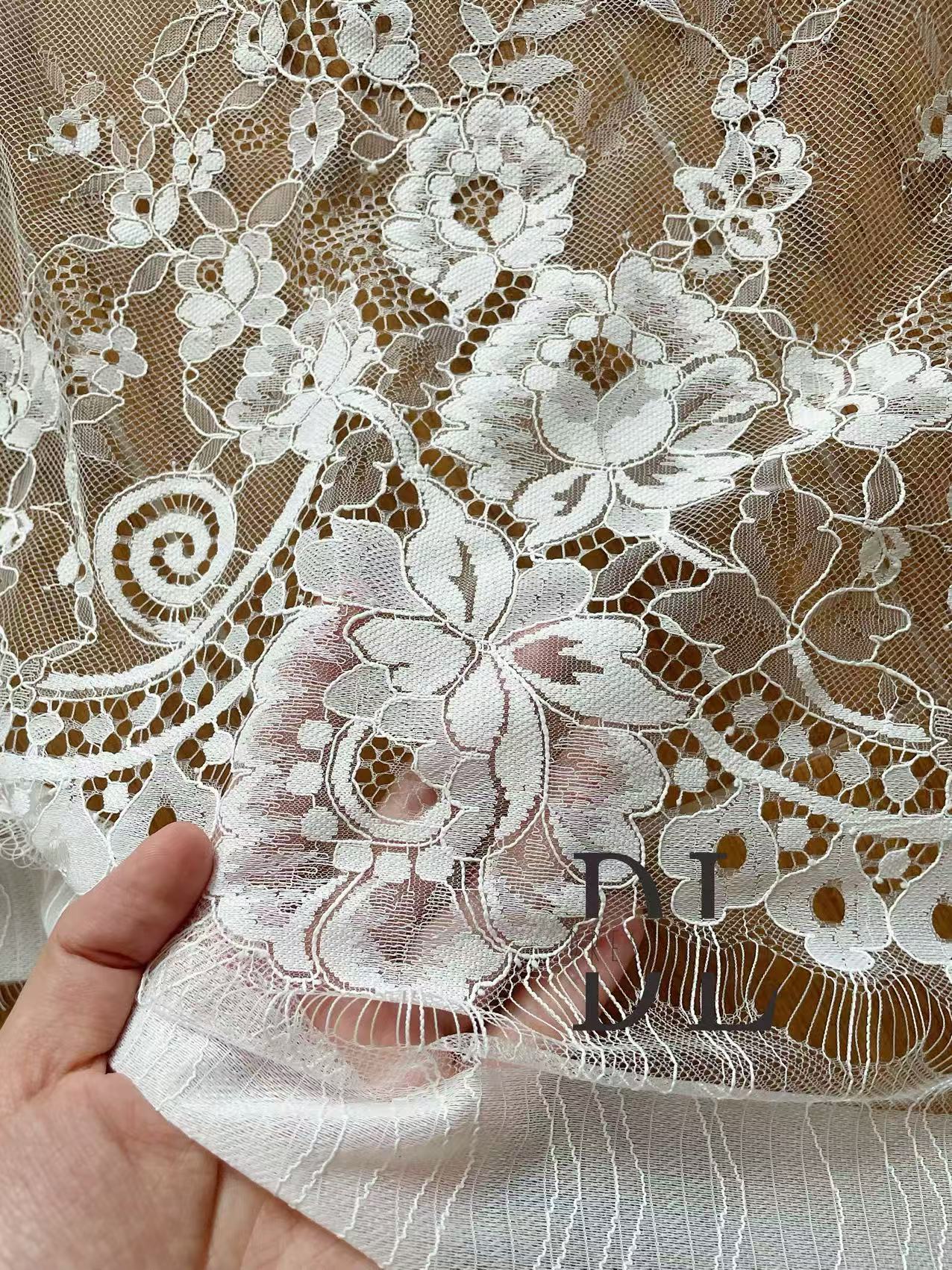 DL15142 Eyelash Chantilly Lace fabric for bride wedding dress, boho dress, kids dresses, home textiles