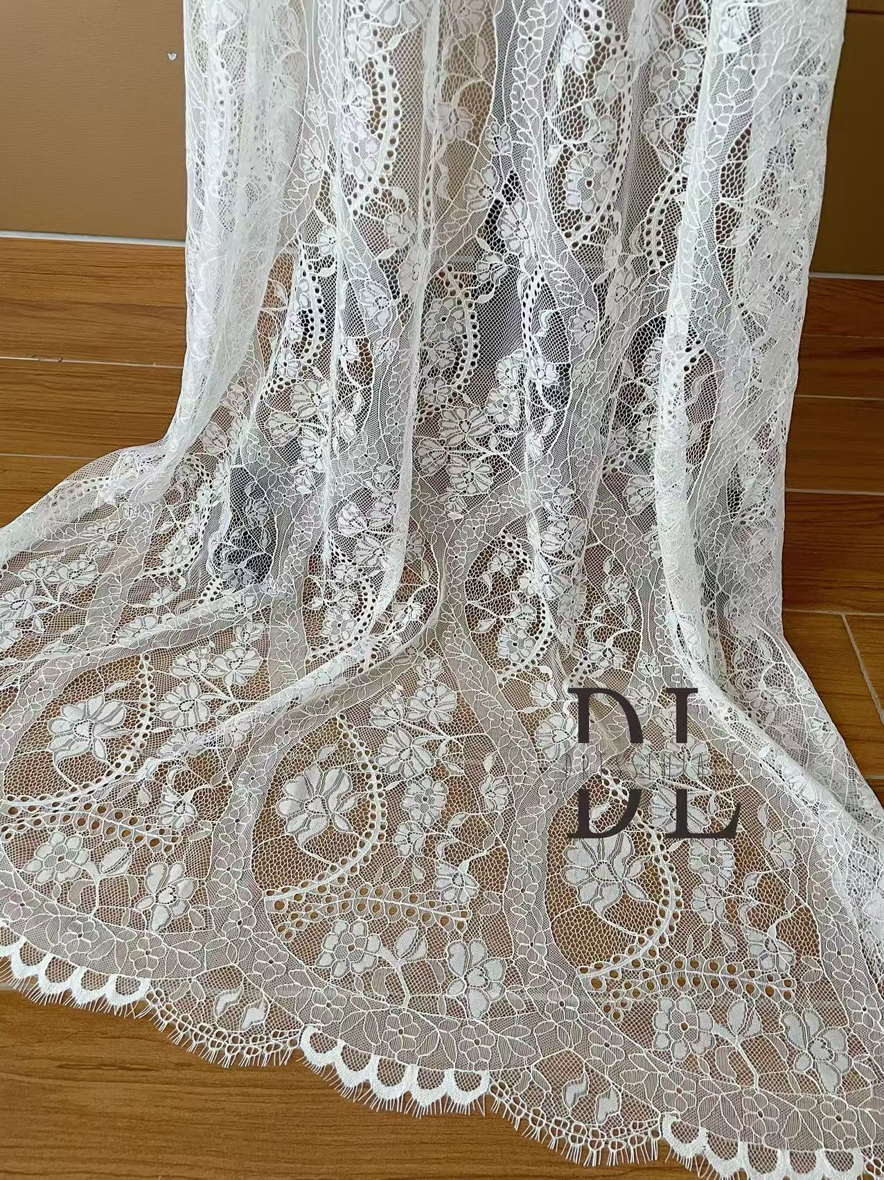 DL15143 Eyelash Chantilly Lace fabric for bride wedding dress, boho dress, kids dresses, DIY garment accessories