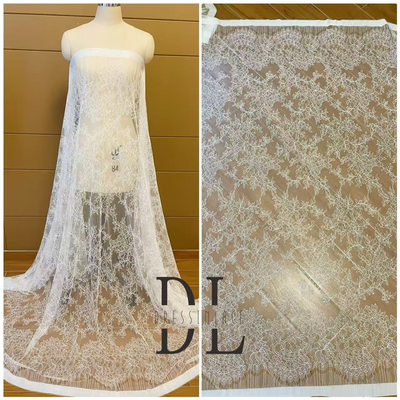 DL15104 Boho Fabrics Delicada tela de encaje Chantilly para vestidos de novia: material de pestañas suave y exquisito 