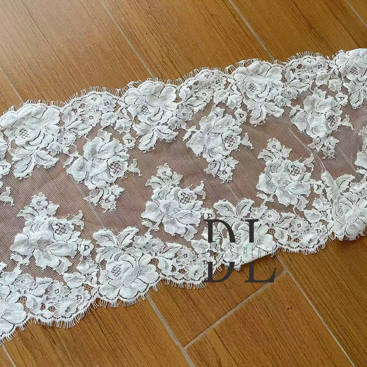 Double-side Chantilly lace trims for fashion clothes, bridal dresses, wedding veils accessories, DIY cloth accessories