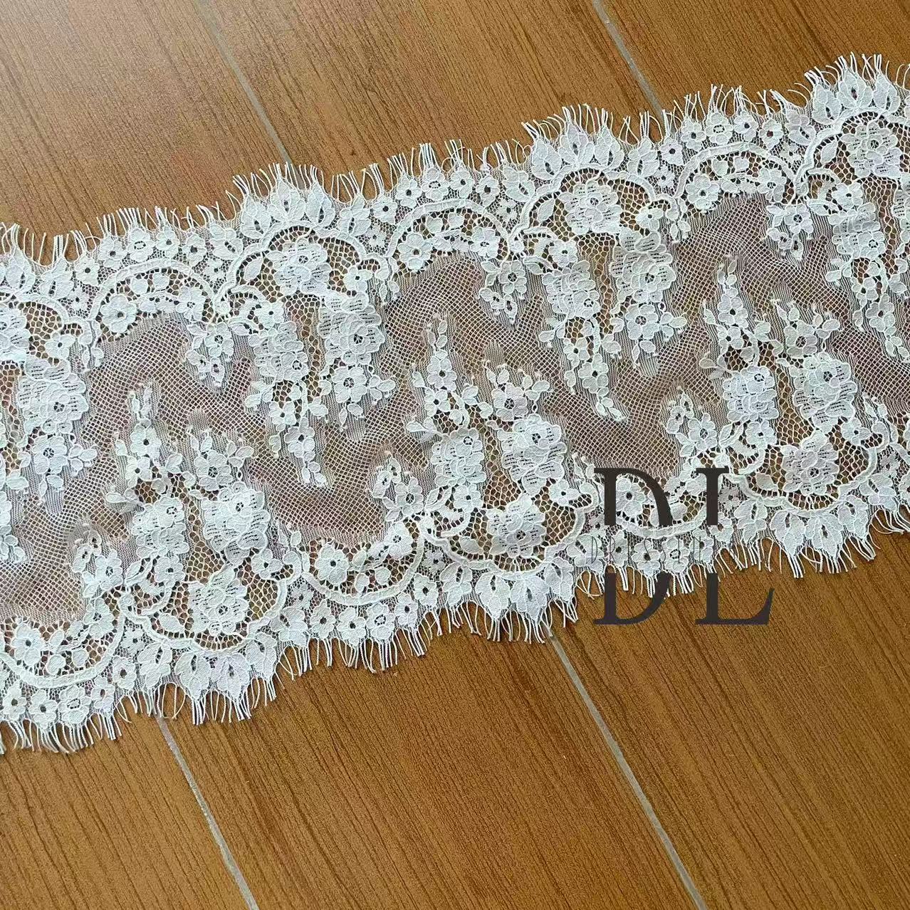 Double-side Chantilly lace trims for fashion clothes, bridal dresses, wedding veils accessories, DIY cloth accessories