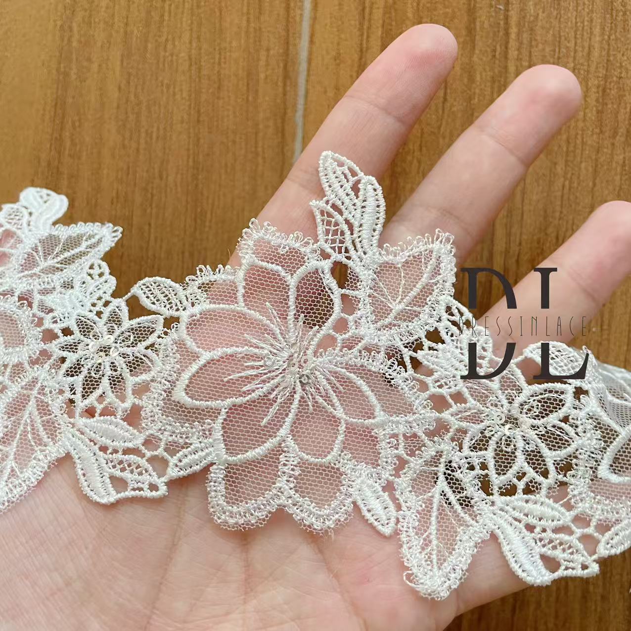 Guipure Lace Trims for DIY fashion clothes, bridal dresses, wedding veils accessories, home textiles decorate