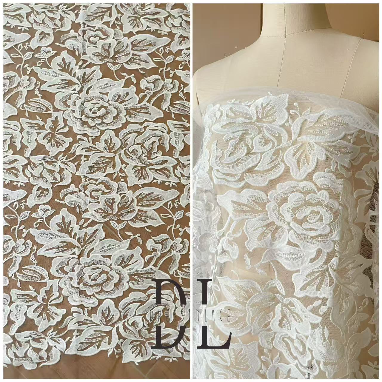 DL130265 Bridal lace fabric for formal gowns, wedding dresses, DIY bride veils