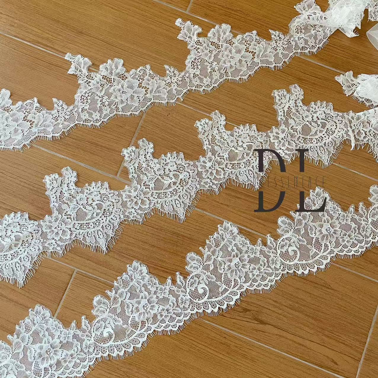 eyelash Chantilly single lace trims for bridal dresses, wedding gowns, home curtain textiles decorate, 3meters/roll