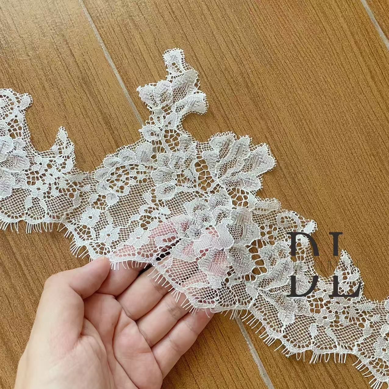 eyelash Chantilly single lace trims for bridal dresses, wedding gowns, home curtain textiles decorate, 3meters/roll