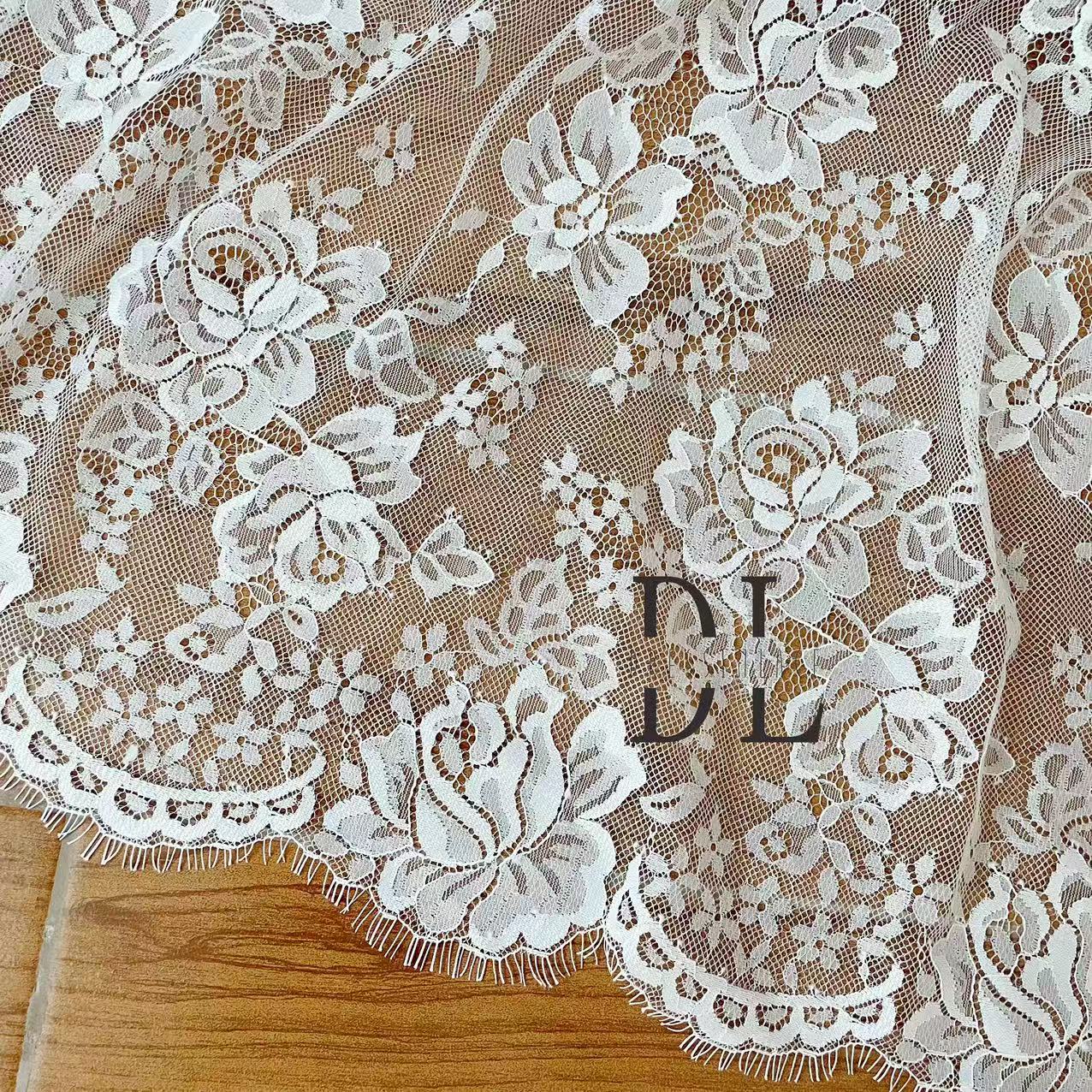 DL15104 Boho Fabrics Delicada tela de encaje Chantilly para vestidos de novia: material de pestañas suave y exquisito 
