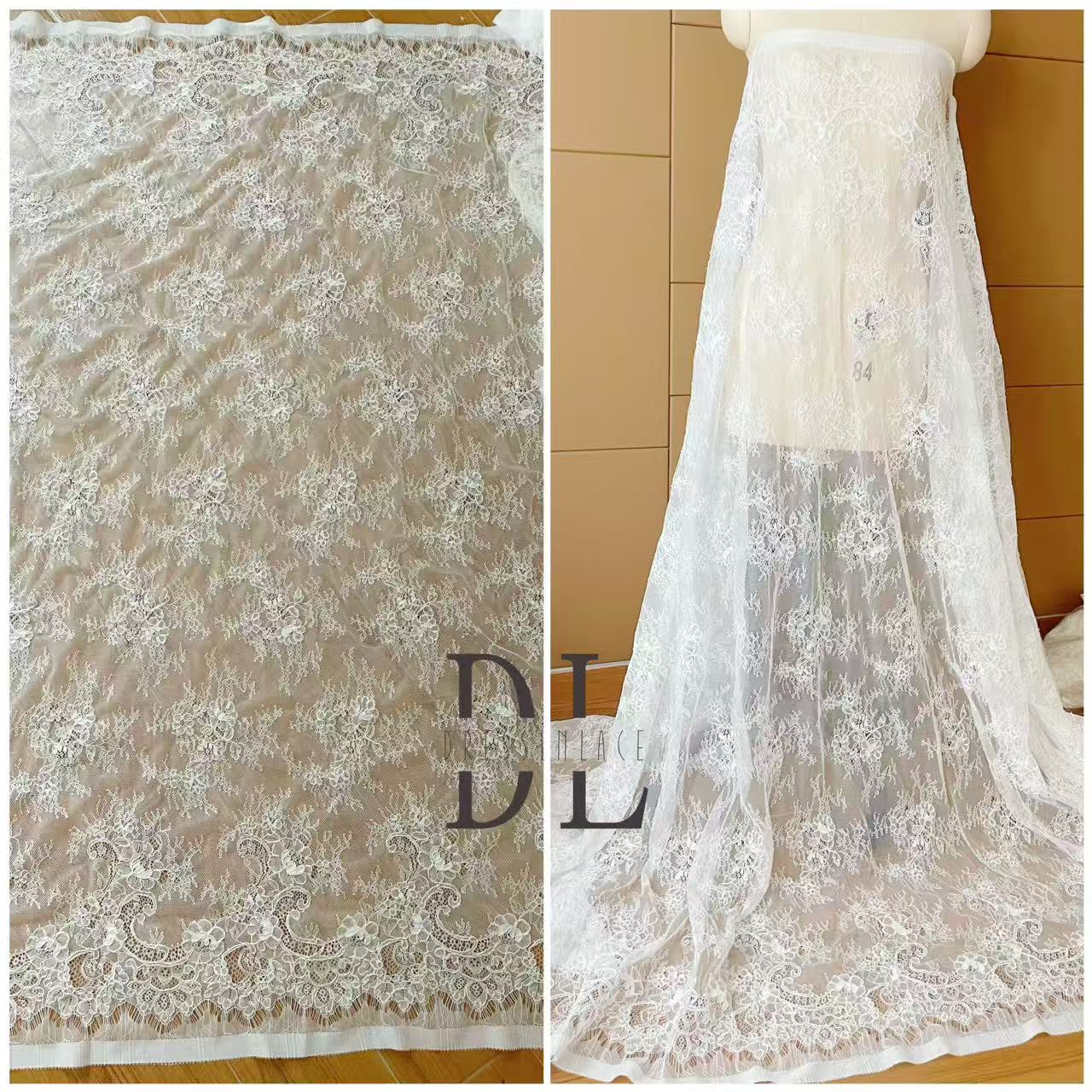 DL15104 Boho Fabrics Delicada tela de encaje Chantilly para vestidos de novia: material de pestañas suave y exquisito 