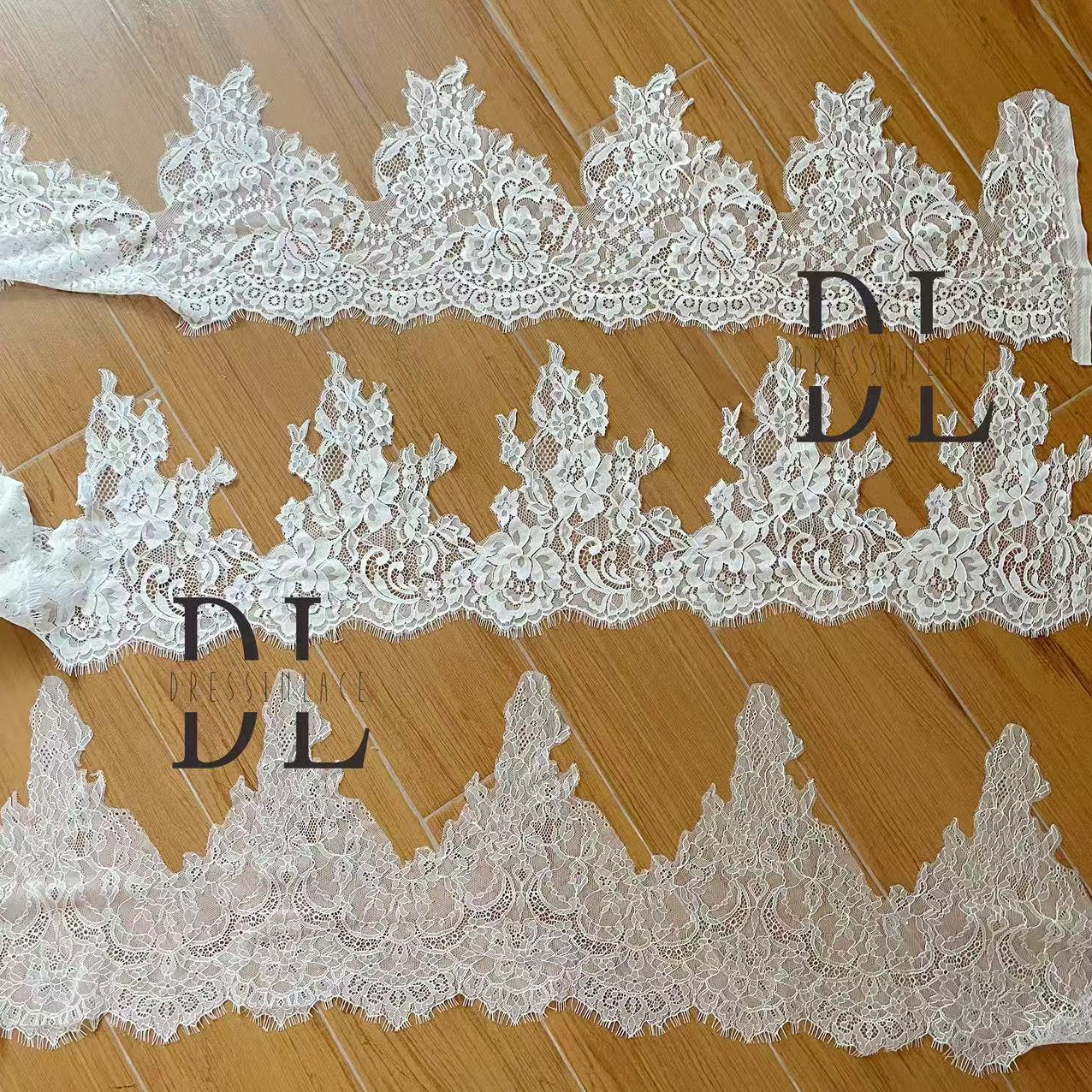 eyelash Chantilly lace trims for bridal dresses, wedding gowns, home curtain textiles decorate, 3meters/roll