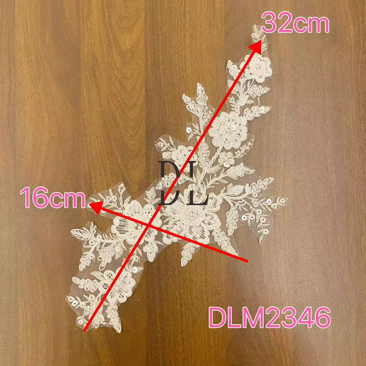 DLM2345&DLM2346 beaded Embroidery Lace patches for bride dresses, bridal veils, DIY fashion clothes accessories