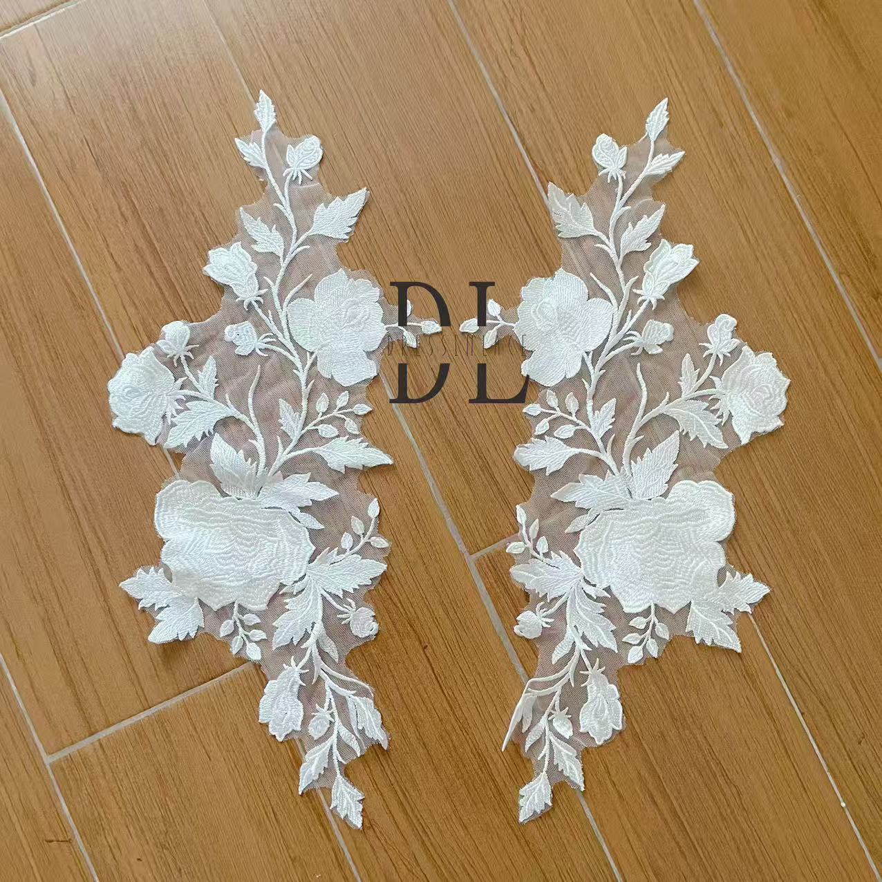 DLM2310&DLM2342 heavy stiches of Embroidery Lace appliques for wedding dresses, bridal veils, high custom fashion clothes accessories