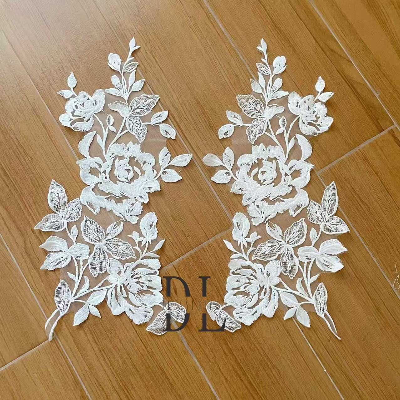 DLM2310&DLM2342 heavy stiches of Embroidery Lace appliques for wedding dresses, bridal veils, high custom fashion clothes accessories