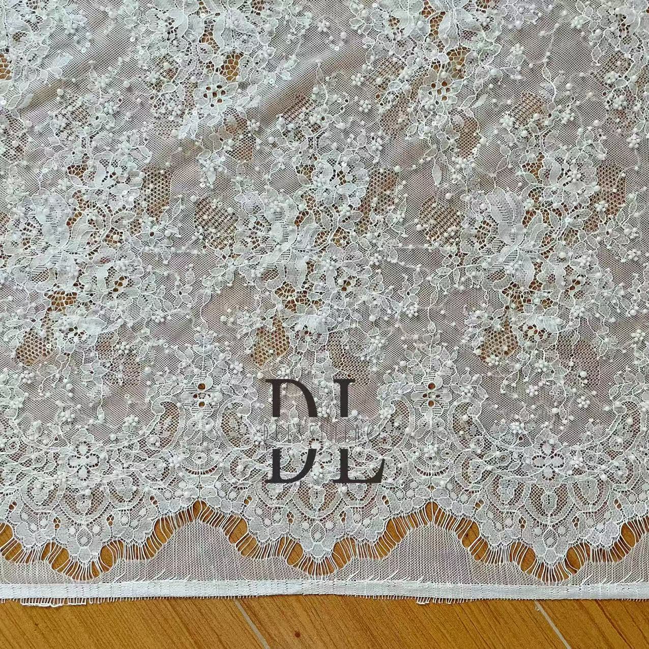 DL15104 Boho Fabrics Delicada tela de encaje Chantilly para vestidos de novia: material de pestañas suave y exquisito 