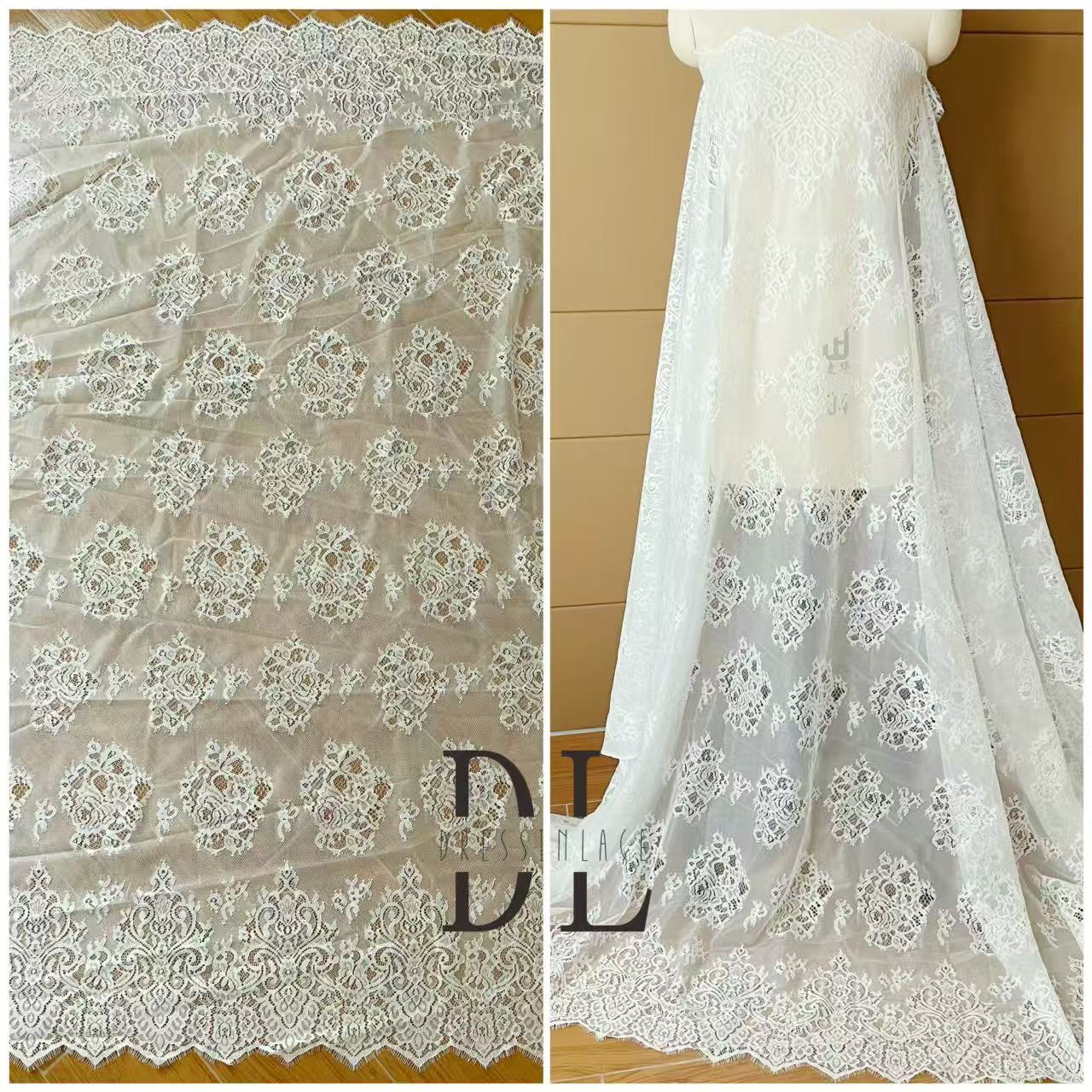 DL15104 Boho Fabrics Delicada tela de encaje Chantilly para vestidos de novia: material de pestañas suave y exquisito 