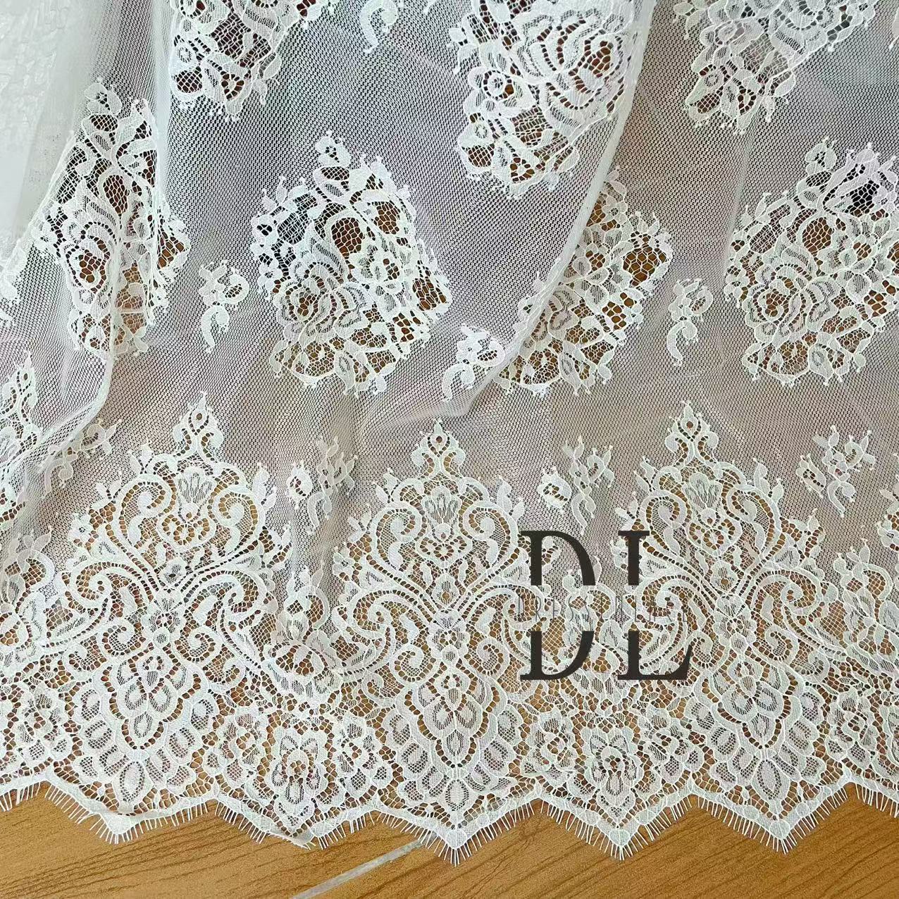 DL15104 Boho Fabrics Delicada tela de encaje Chantilly para vestidos de novia: material de pestañas suave y exquisito 