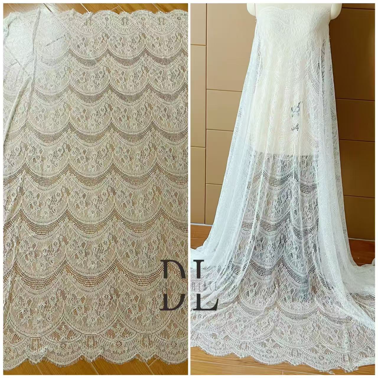 DL15104 Boho Fabrics Delicada tela de encaje Chantilly para vestidos de novia: material de pestañas suave y exquisito 