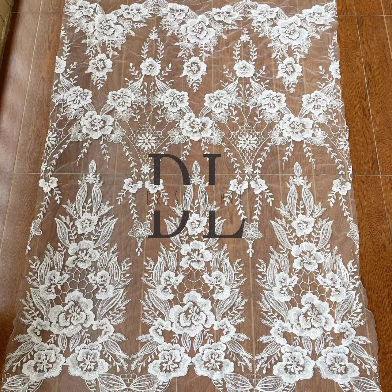 DL130096 Elegant Shiny Sequins Flowers Lace Fabric - Lovely Flower Pattern for a Stunning Look DL130096