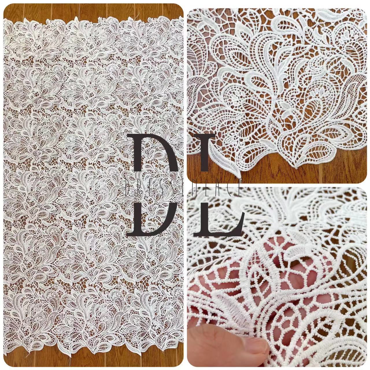 DLG120102 Elegant Water Soluble Embroidered Lace Fabric for Wedding Dress  DLG120102