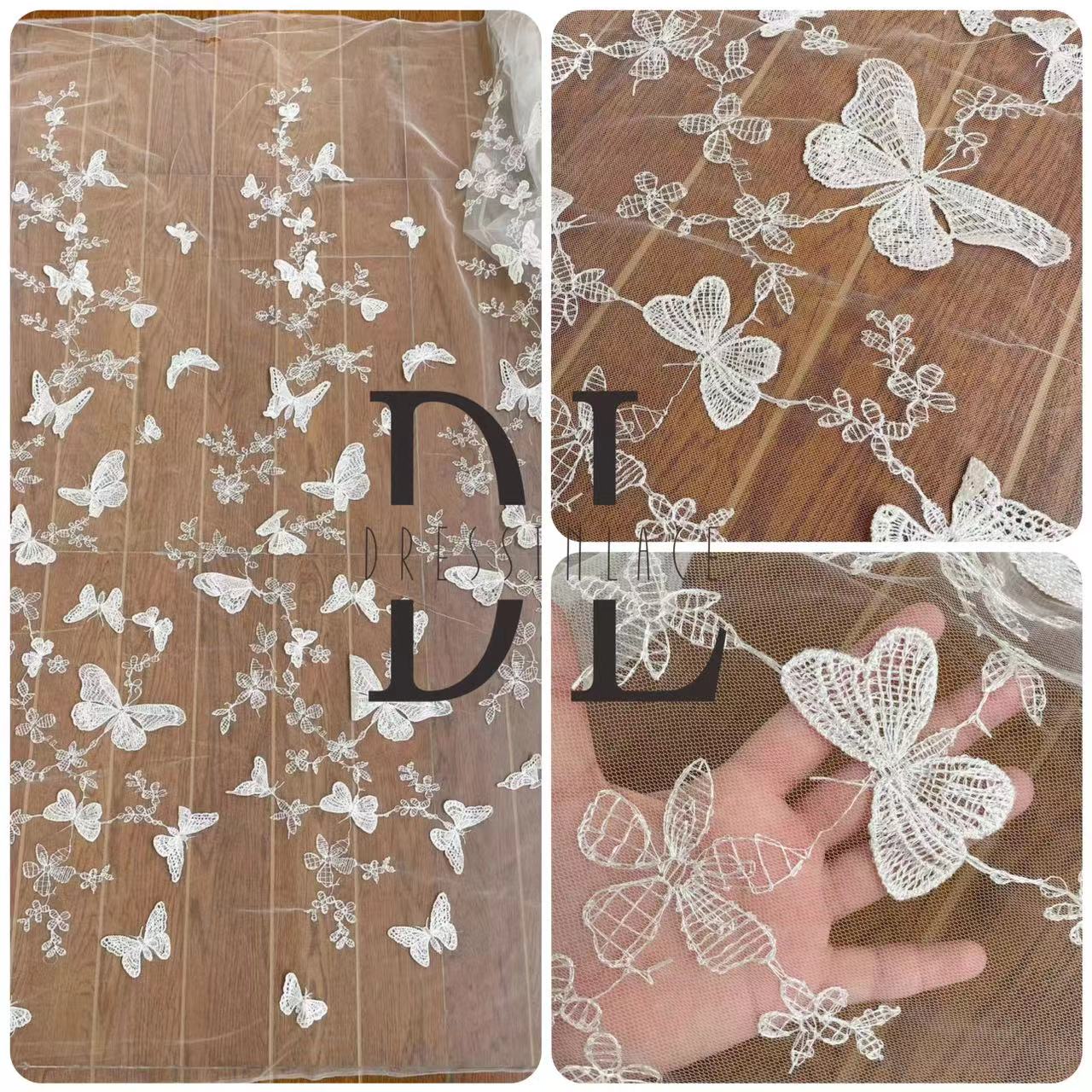 DL130114 Exquisite Flower Pattern Embroidery Lace Fabric 3D