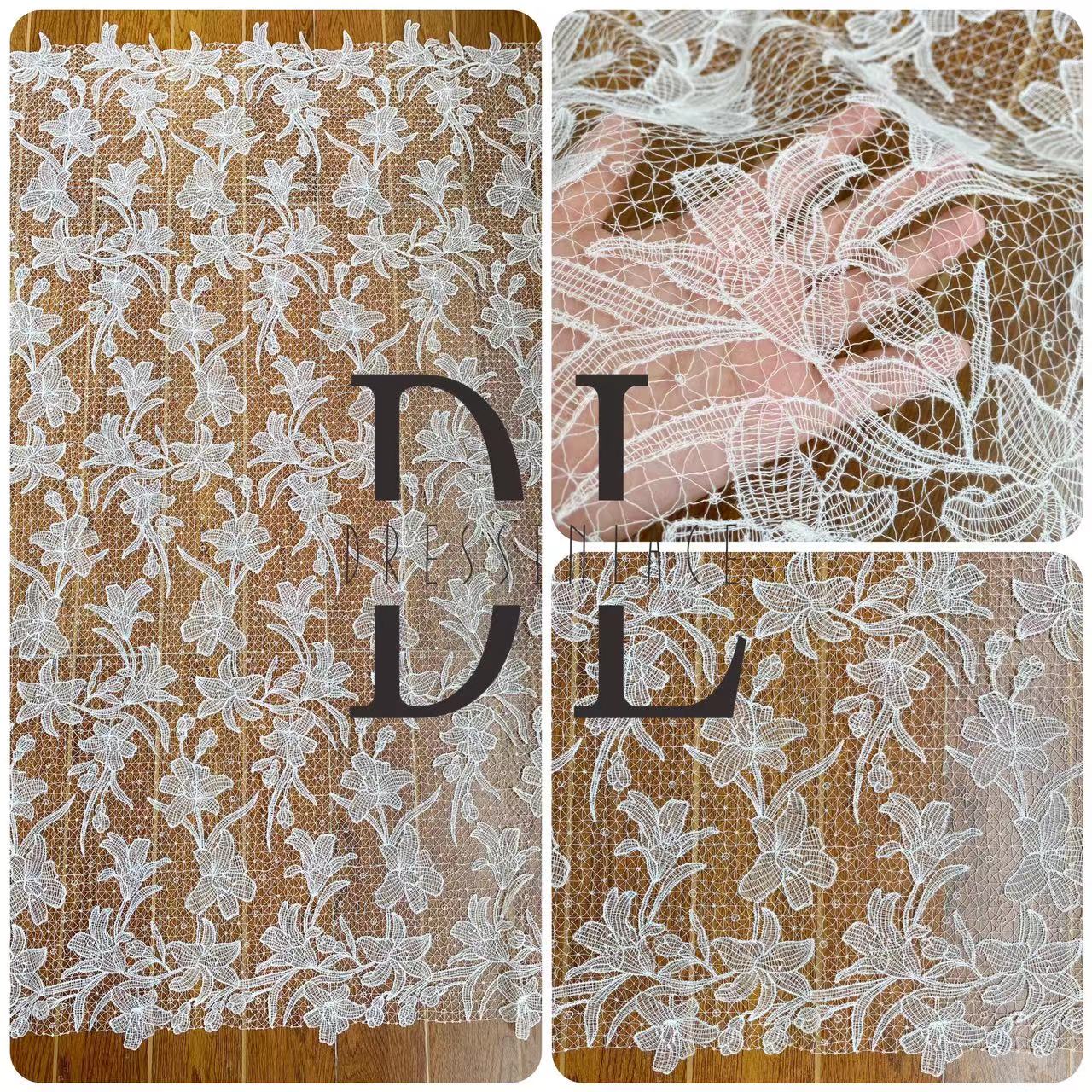 DL130153 Delicate Lace Fabric with beautiful beads and sequins