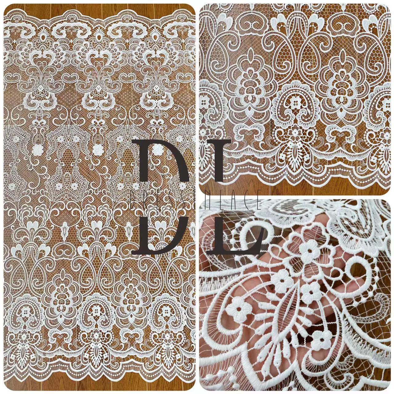 DLG120128 Classical Style Water Soluble Lace Fabric - Exquisite Lines Accentuate the Diverse Beauty of Lace - Perfect for Bridal Dresses DLG120128