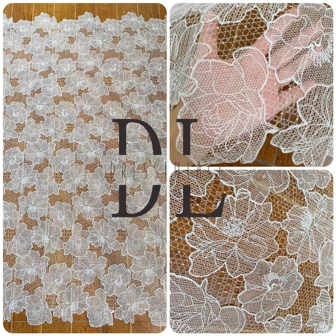 DLG120124 Elegant Flowers Lace Fabric - Water Soluble Beauty For Wedding Dresses DLG120124